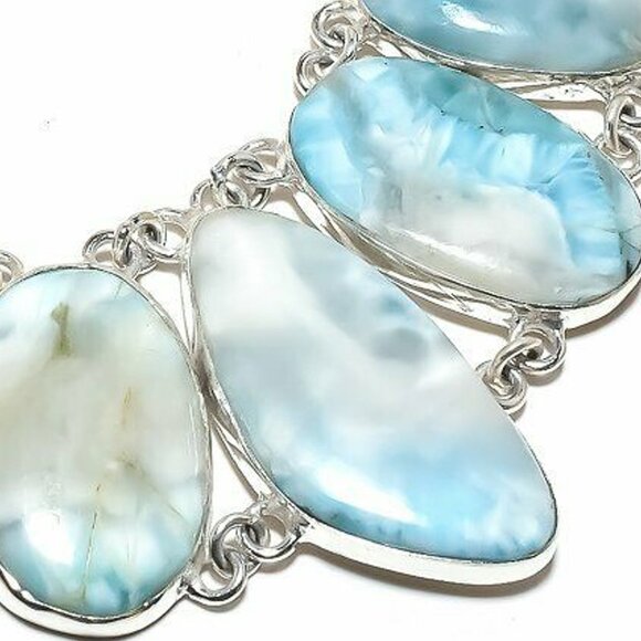NEW - Caribbean Larimar Stone Sterling Adjustable Necklace - Picture 2 of 7